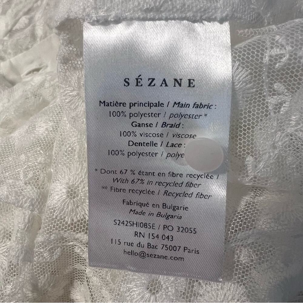 NEW Sezane Chemise Cathy  Broderie Button Front Top Sz 34 US XS/2 - Picture 9 of 9